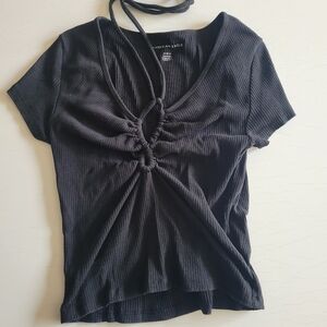 American Eagle Outfitters Black Fitted T-Shirt